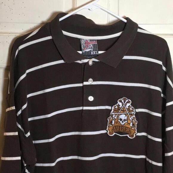 🍁Avirex XXL brown white striped collared shirt🍁 - Picture 3 of 7